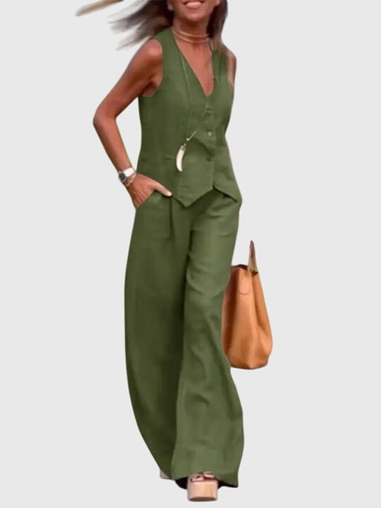 Eleanor | Women's Vest and Wide Leg Pants Set