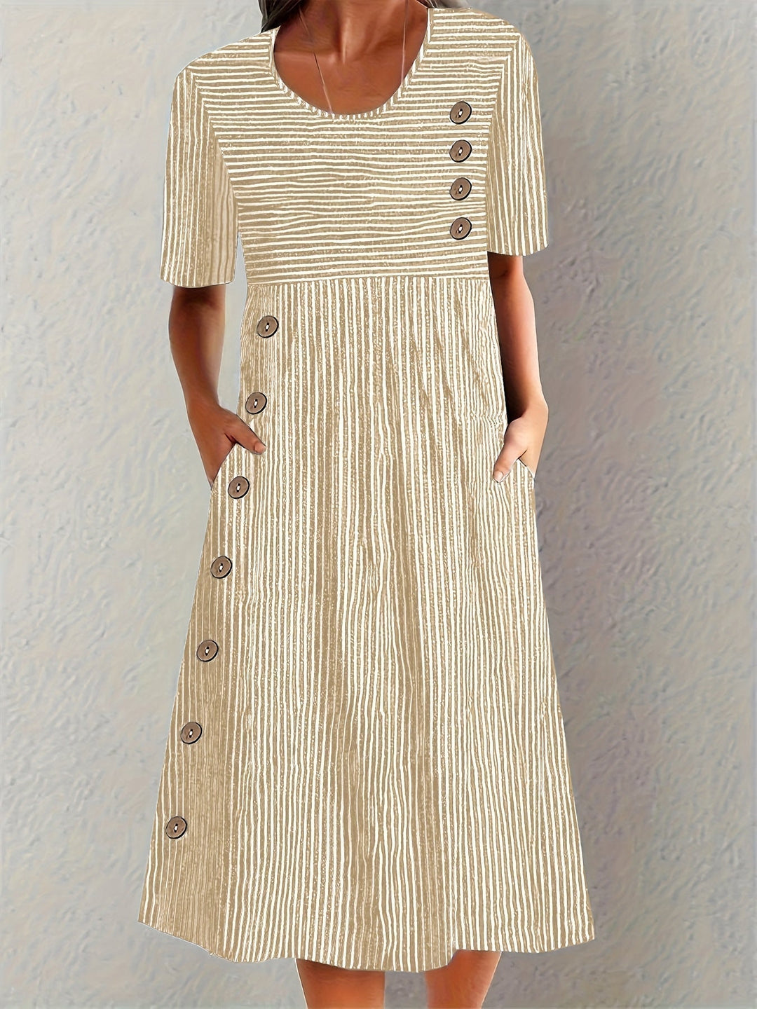 Aria | Striped Midi Sundress with Loose Fit
