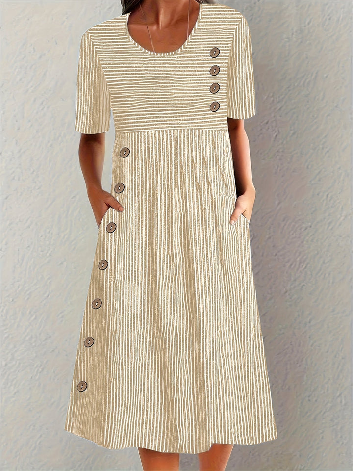 Aria | Striped Midi Sundress with Loose Fit