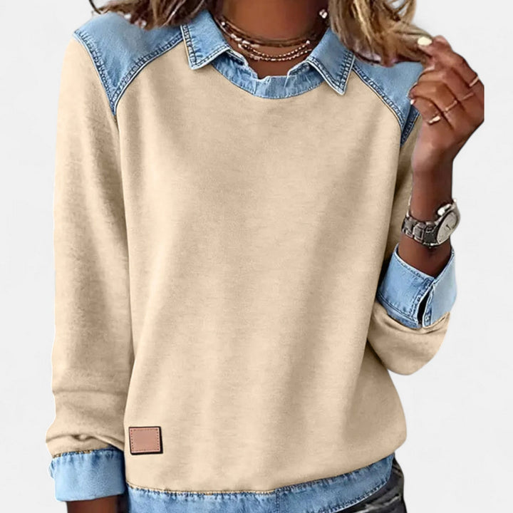 Adelaide | Women's Two-Tone Sweater with Collar