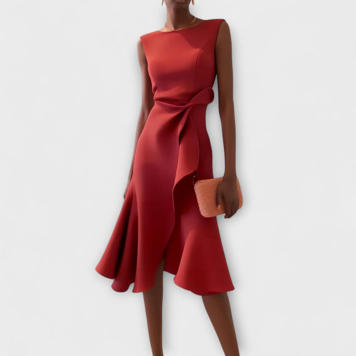 Katerina | Women's Sleeveless Asymmetric Midi Dress