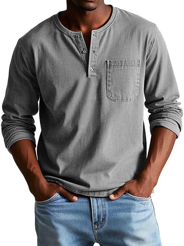 Liam | Men's Long Sleeve Henley Shirt
