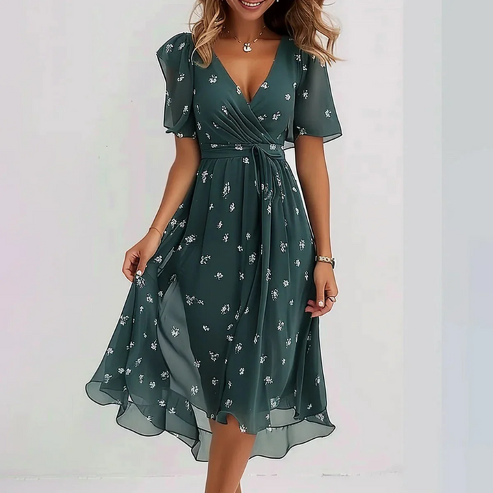 Estefania | Women's Floral Wrap Midi Dress