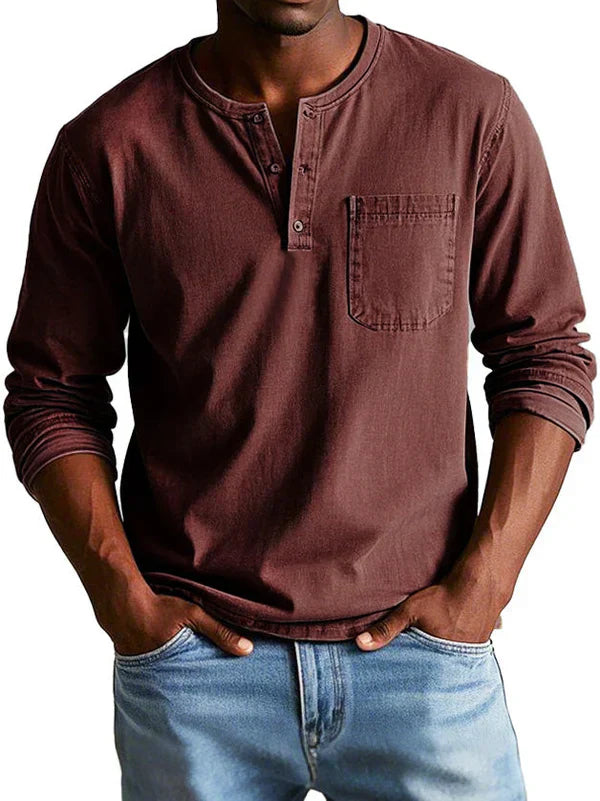 Liam | Men's Long Sleeve Henley Shirt