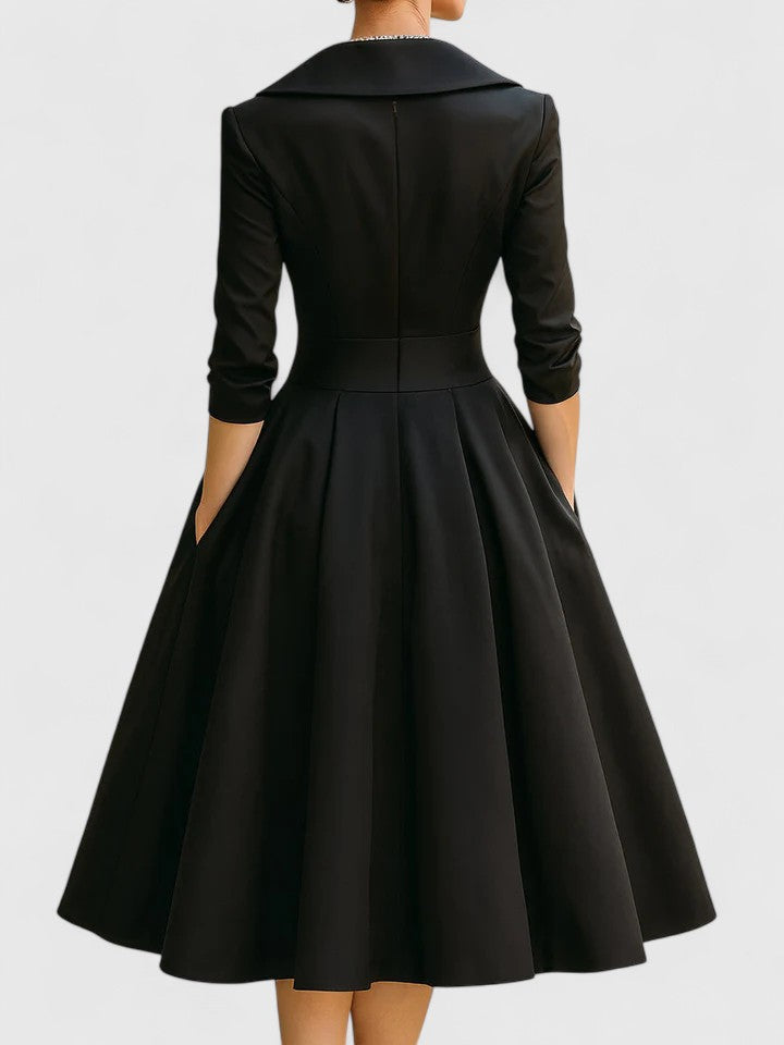 Vivian | Satin Midi Dress with Pockets