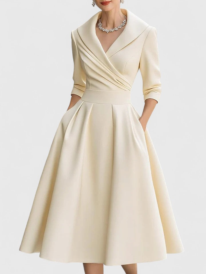 Vivian | Satin Midi Dress with Pockets