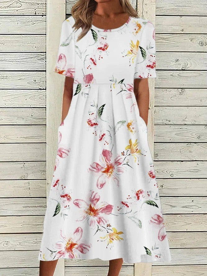 Ruby | Floral Midi Dress with Pockets