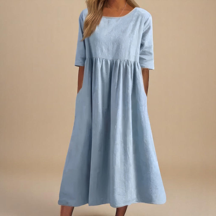 Hazel | Cotton Midi Dress with Pockets
