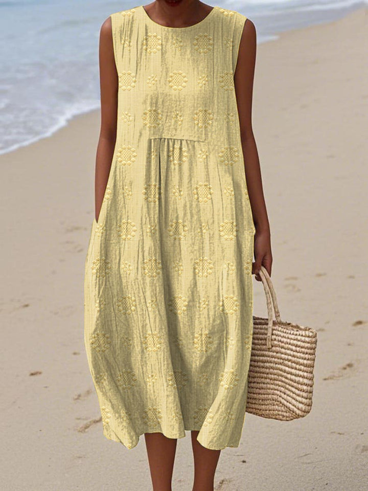 Greta | Women's Sleeveless Midi Dress with Pockets
