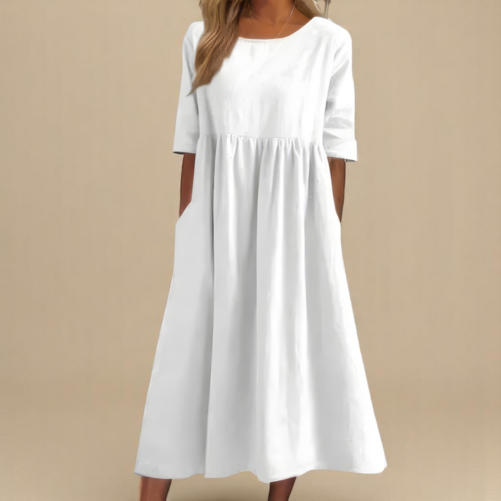 Hazel | Cotton Midi Dress with Pockets