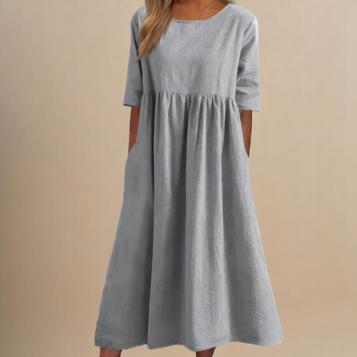 Hazel | Cotton Midi Dress with Pockets