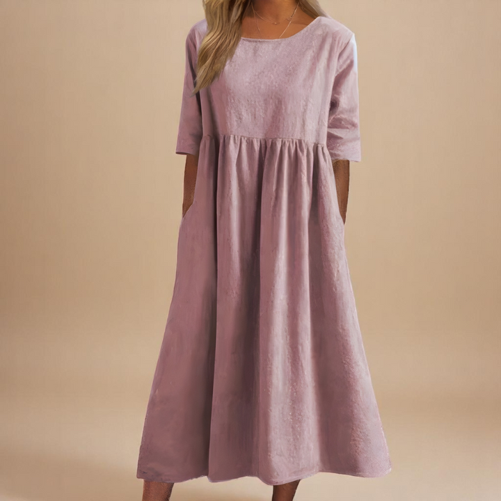 Hazel | Cotton Midi Dress with Pockets