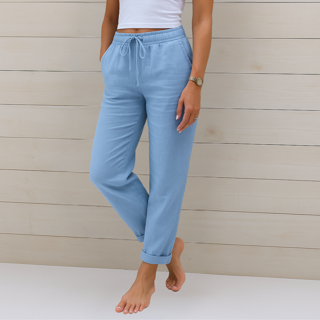 Eliza | Women's Straight Leg Pants with Drawstring Waist