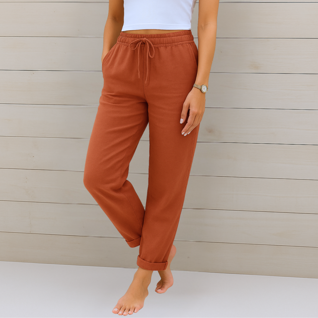 Eliza | Women's Straight Leg Pants with Drawstring Waist
