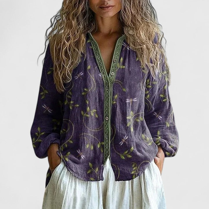Beatrise | Women's Retro Print Blouse