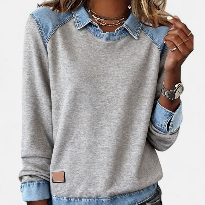 Adelaide | Women's Two-Tone Sweater with Collar