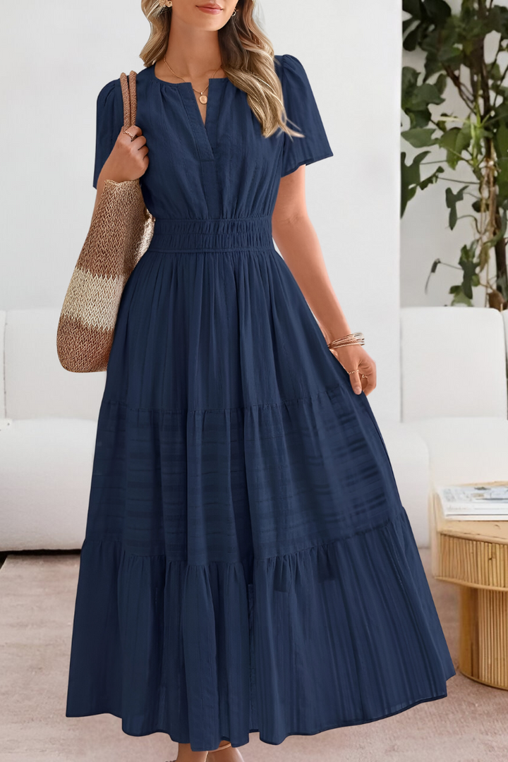 Penelope | Tiered Maxi Dress with Short Sleeves