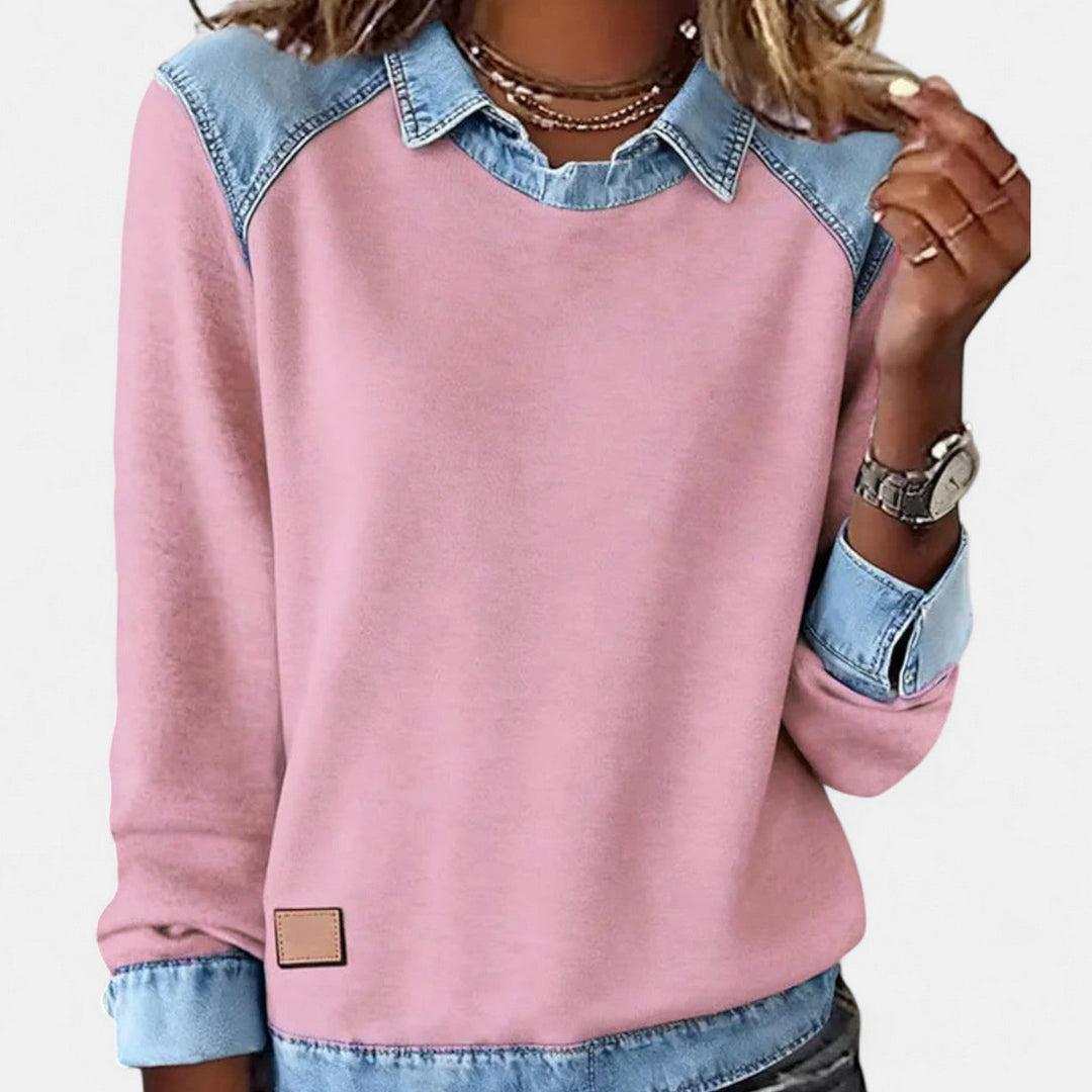 Adelaide | Women's Two-Tone Sweater with Collar