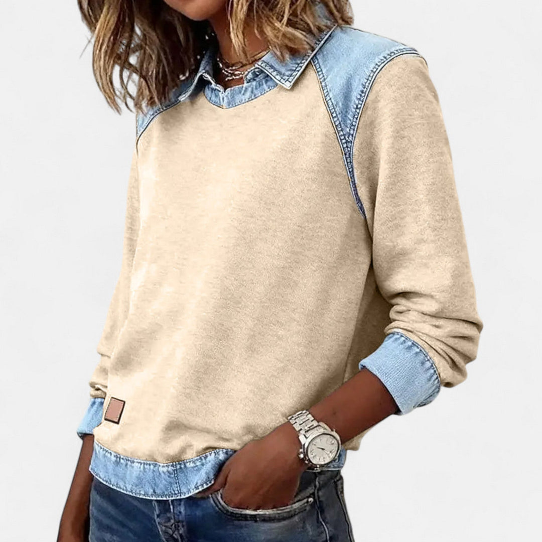 Adelaide | Women's Two-Tone Sweater with Collar