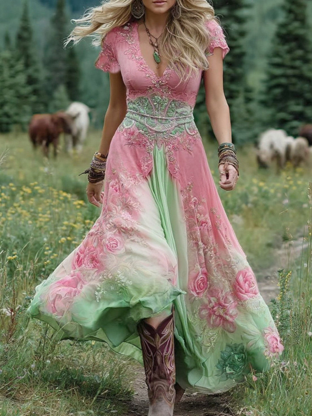 Margaret | Floral Gradient Maxi Dress