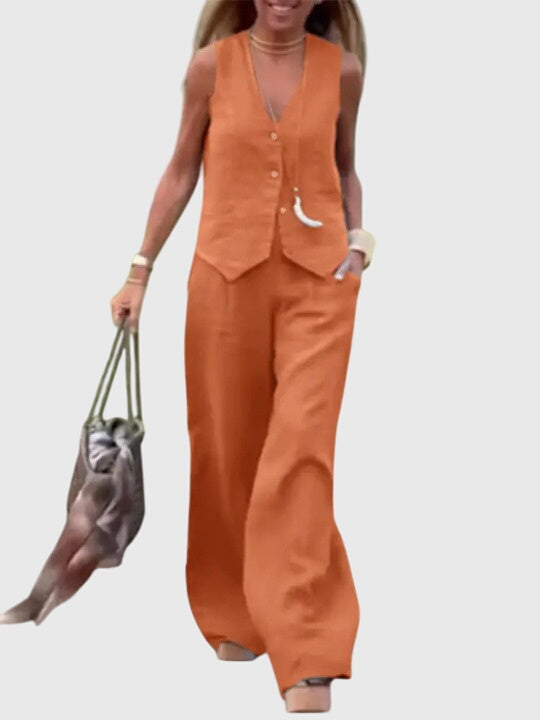 Eleanor | Women's Vest and Wide Leg Pants Set