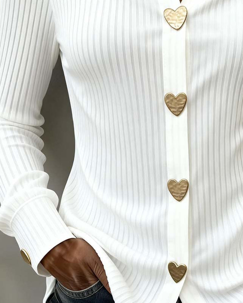 Lillian | Long Sleeve Button Up Shirt with Lapel Collar