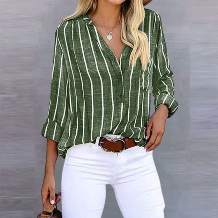 Tiziana | Women's Striped Long Sleeve Button Top