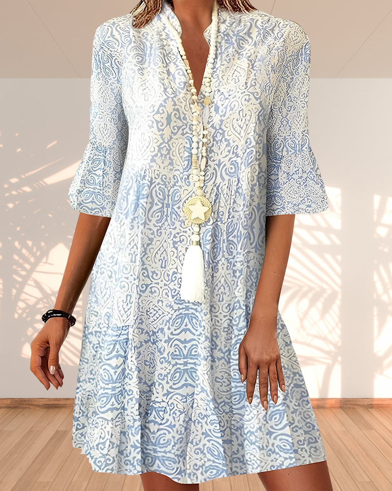Juliet | Boho Floral Mini Sundress with Bell Sleeves