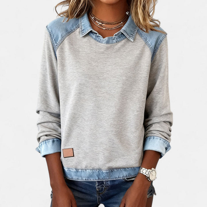 Adelaide | Women's Two-Tone Sweater with Collar