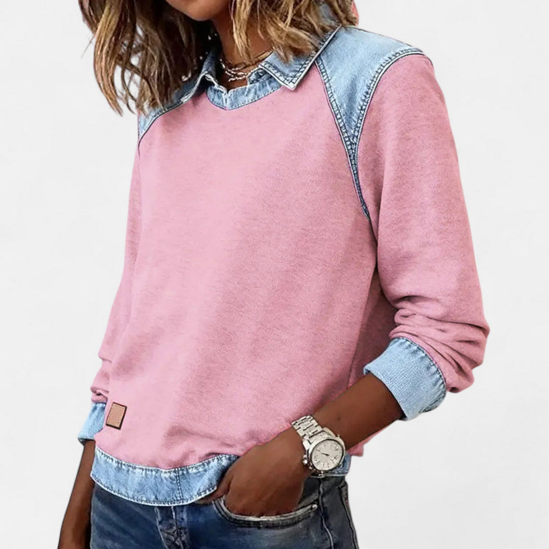 Adelaide | Women's Two-Tone Sweater with Collar