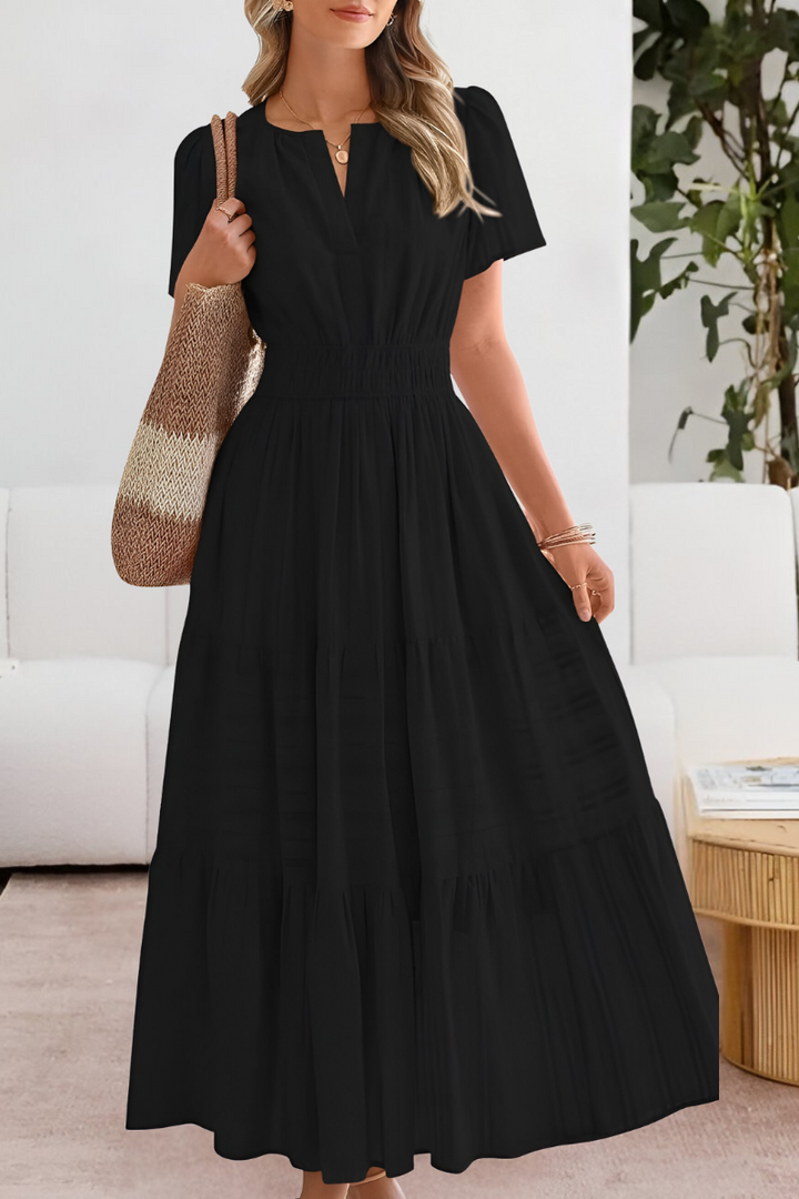 Penelope | Tiered Maxi Dress with Short Sleeves