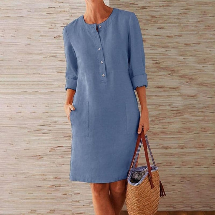 Hazel | Cotton Linen Shift Dress with Pockets
