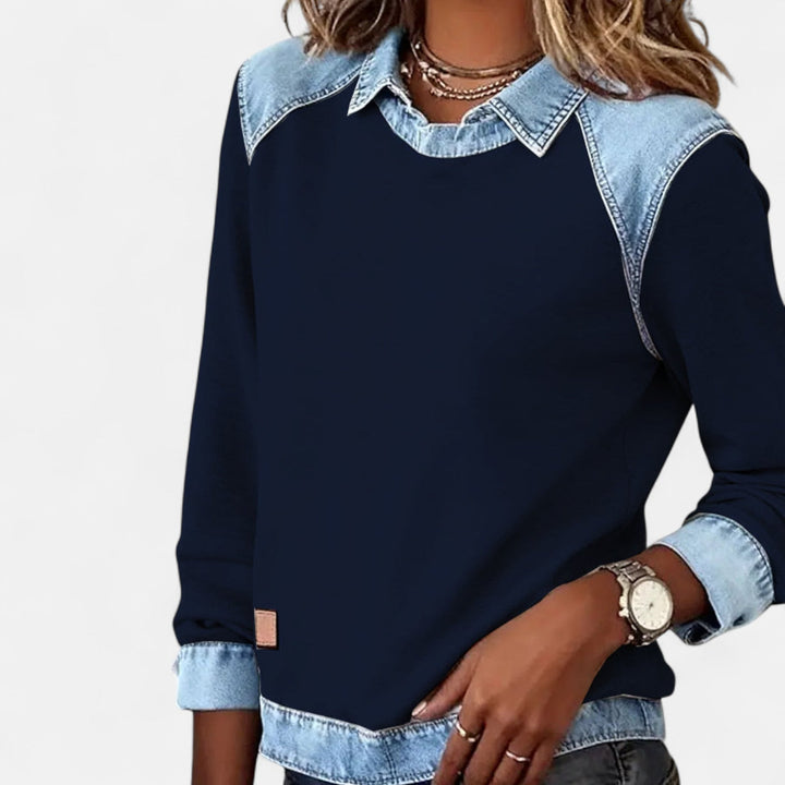 Adelaide | Women's Two-Tone Sweater with Collar