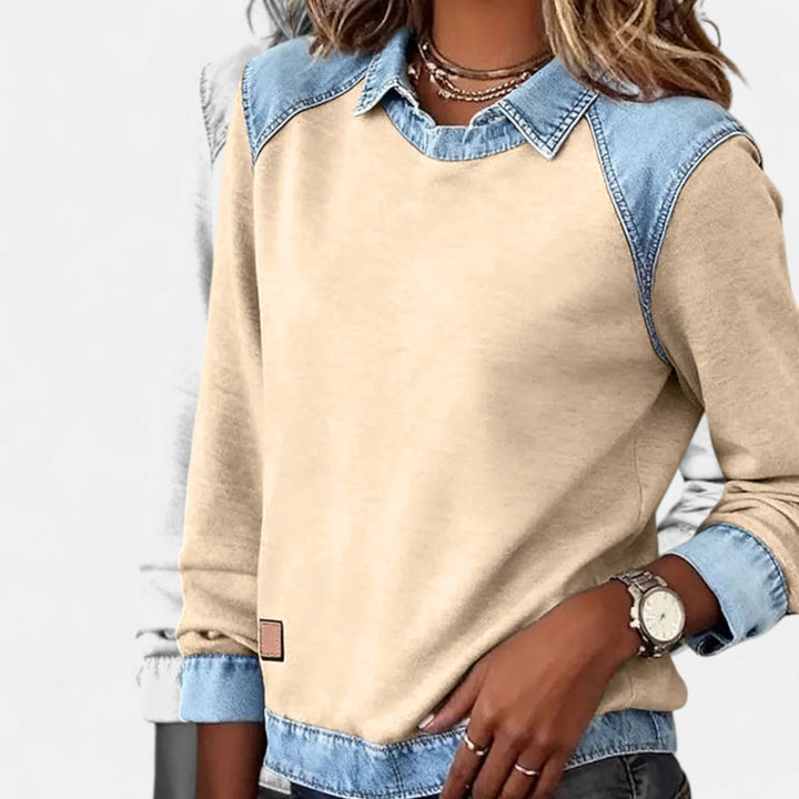 Adelaide | Women's Two-Tone Sweater with Collar