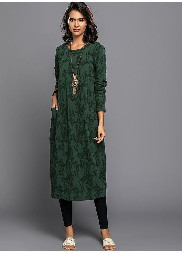 Eliza | Floral Long Sleeve Midi Dress with Pockets