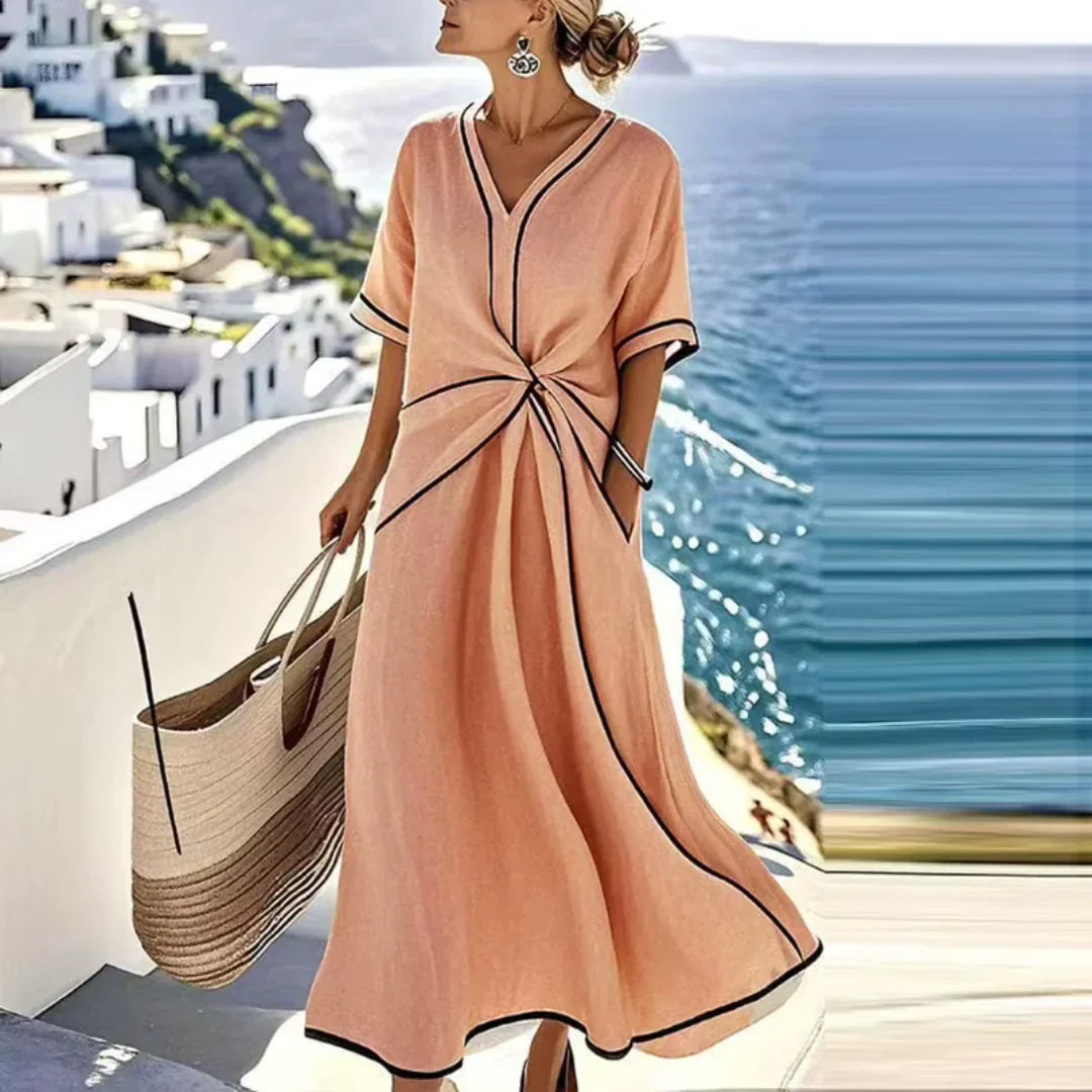 Elise | Draped V-Neck Maxi Dress