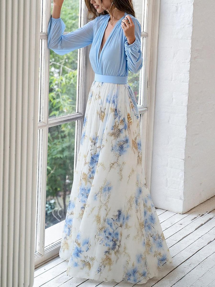 Marguerite | Women's V-Neck Floral Maxi Dress
