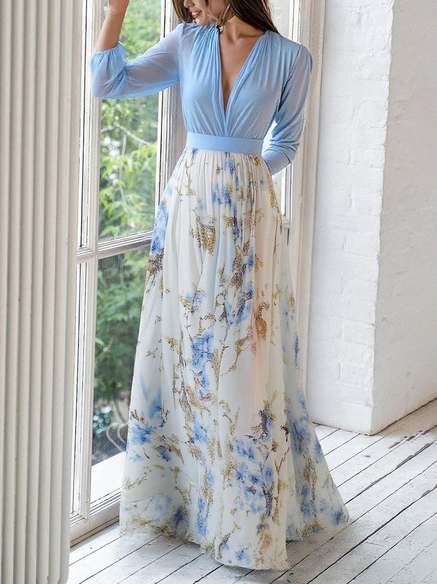 Marguerite | Women's V-Neck Floral Maxi Dress