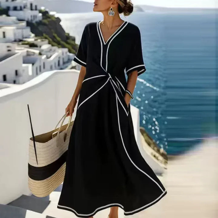 Elise | Draped V-Neck Maxi Dress