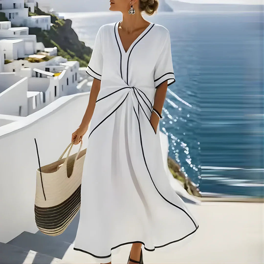 Elise | Draped V-Neck Maxi Dress