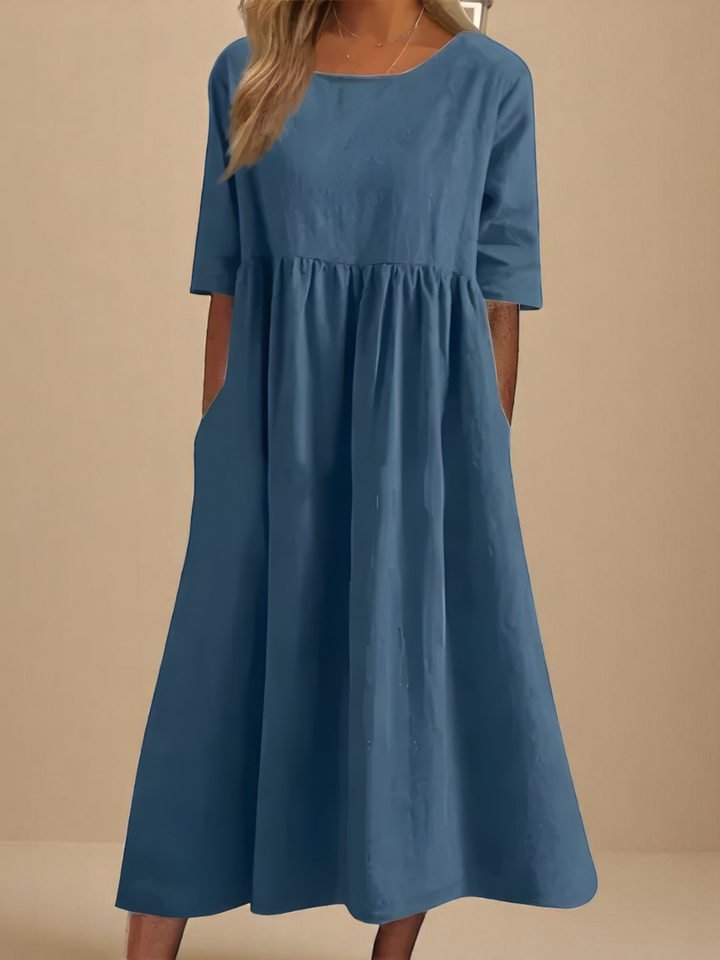 Hazel | Cotton Midi Dress with Pockets