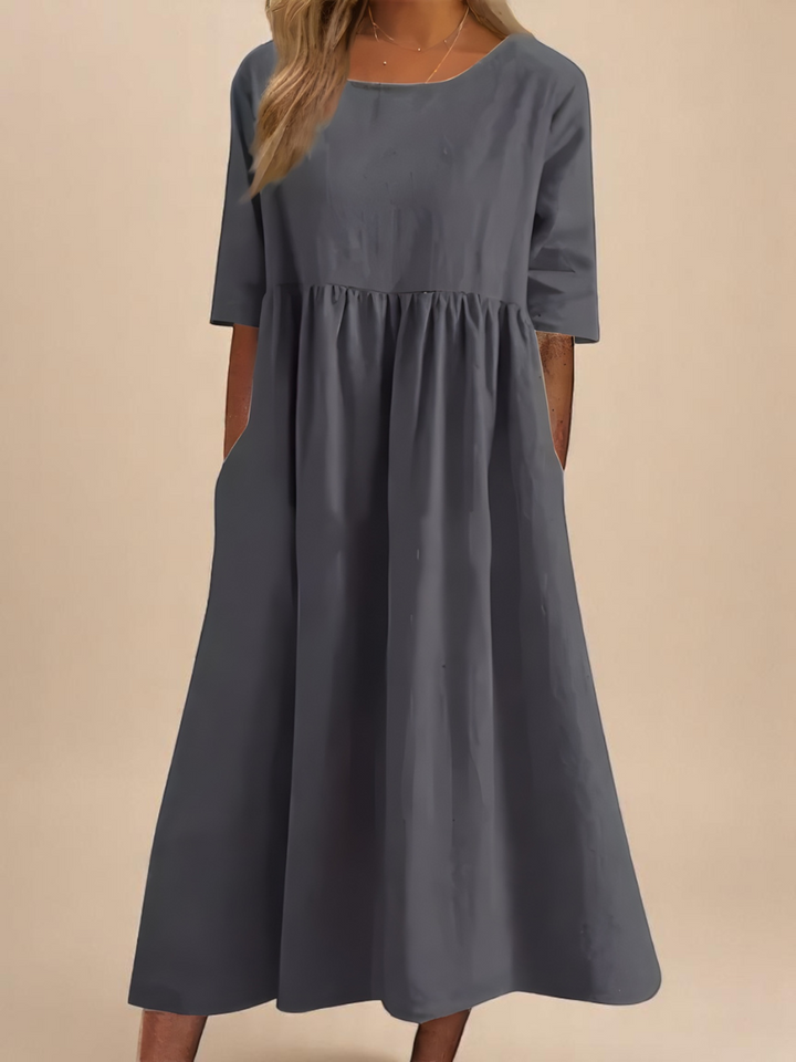 Hazel | Cotton Midi Dress with Pockets