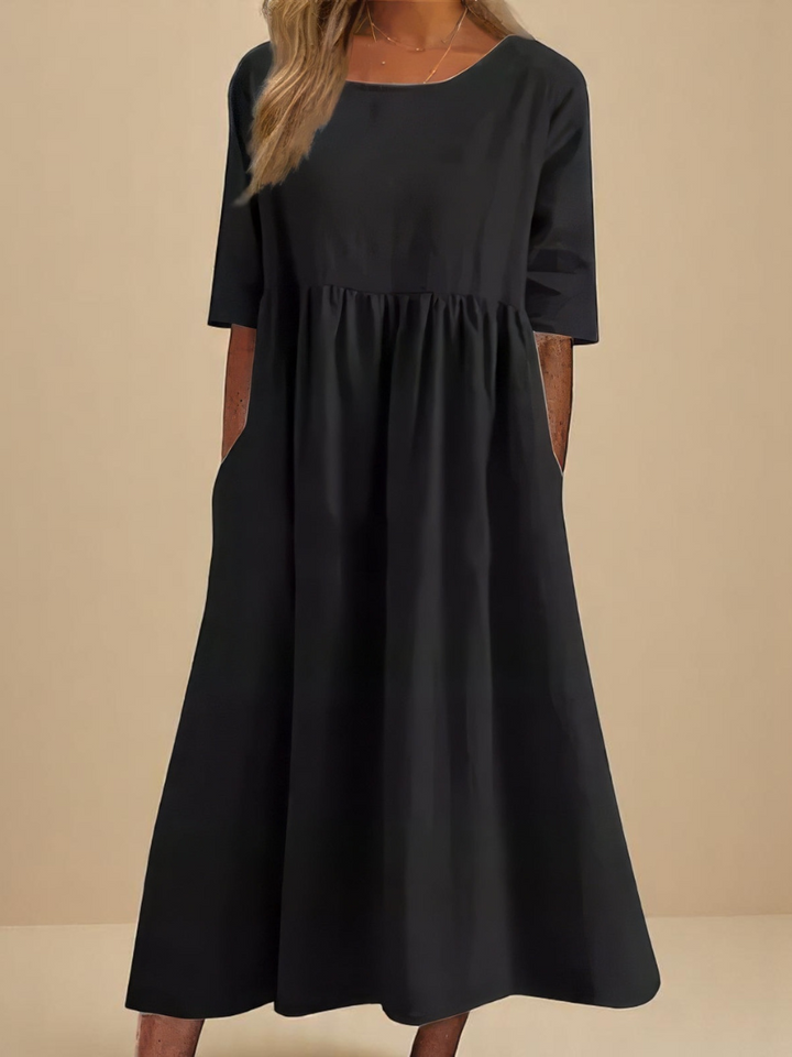 Hazel | Cotton Midi Dress with Pockets