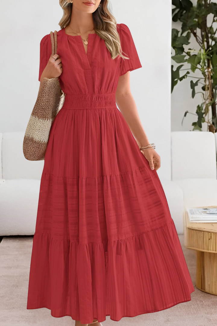 Penelope | Tiered Maxi Dress with Short Sleeves