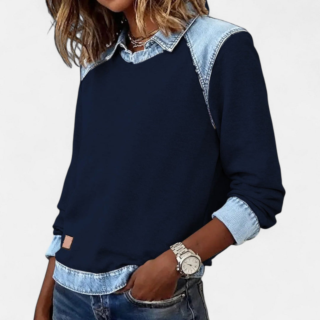 Adelaide | Women's Two-Tone Sweater with Collar