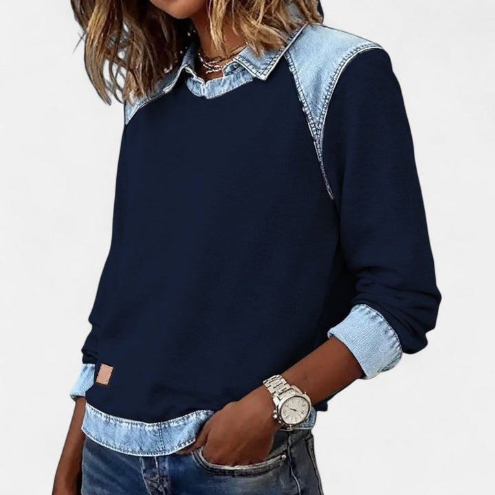 Adelaide | Women's Two-Tone Sweater with Collar