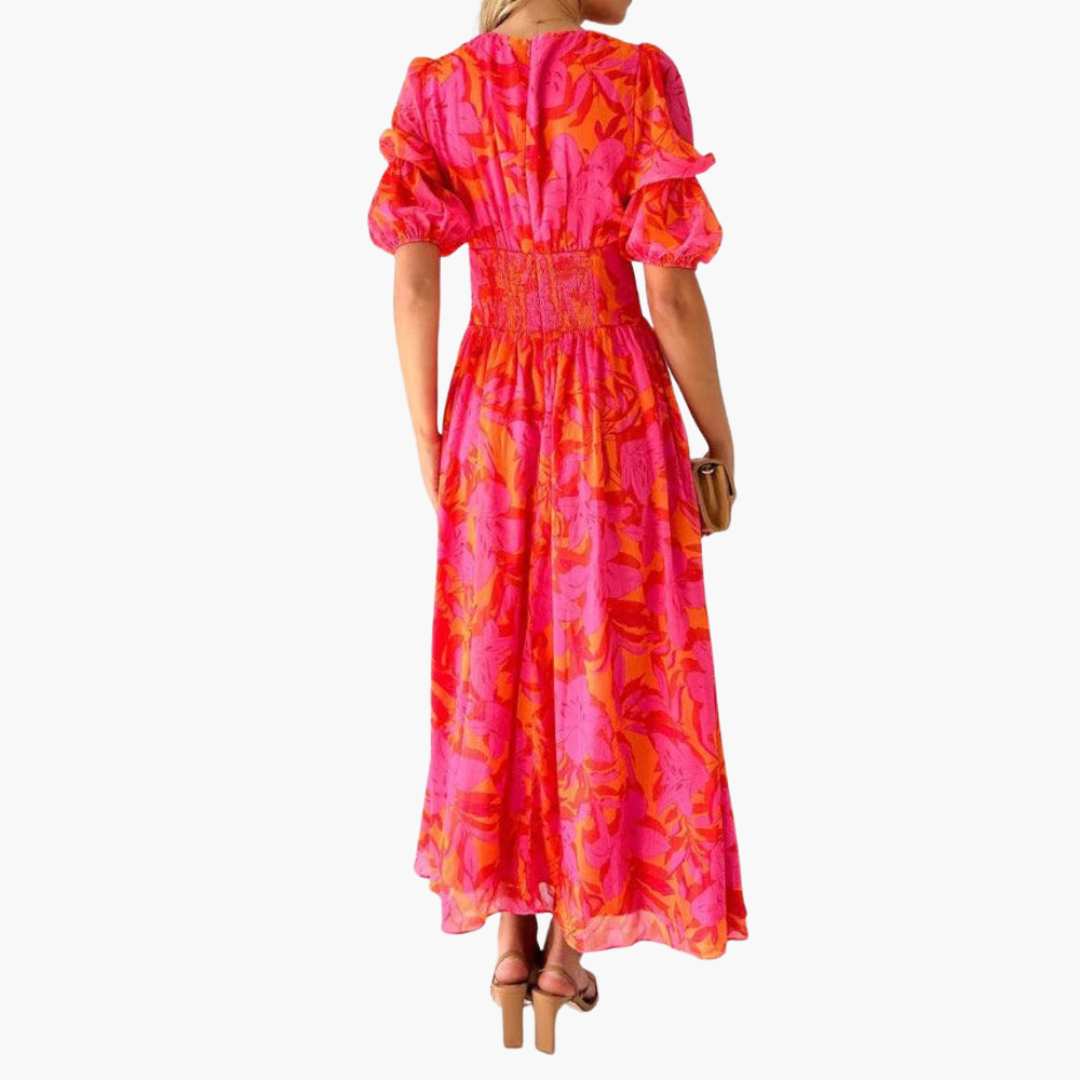 Beatricia | V-Neck Puff Sleeve Maxi Dress