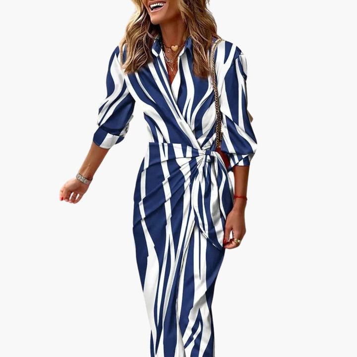 Salomea | Women's Striped Wrap Midi Dress