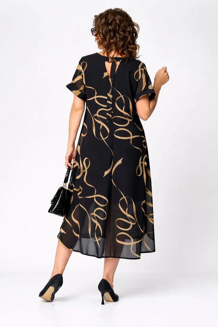 Genevieve | V Neck Midi Dress with Relaxed Fit
