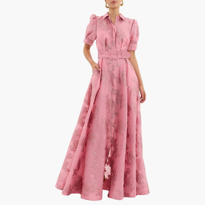 Filippa | Floral Puff Sleeve Belted Midi Dress
